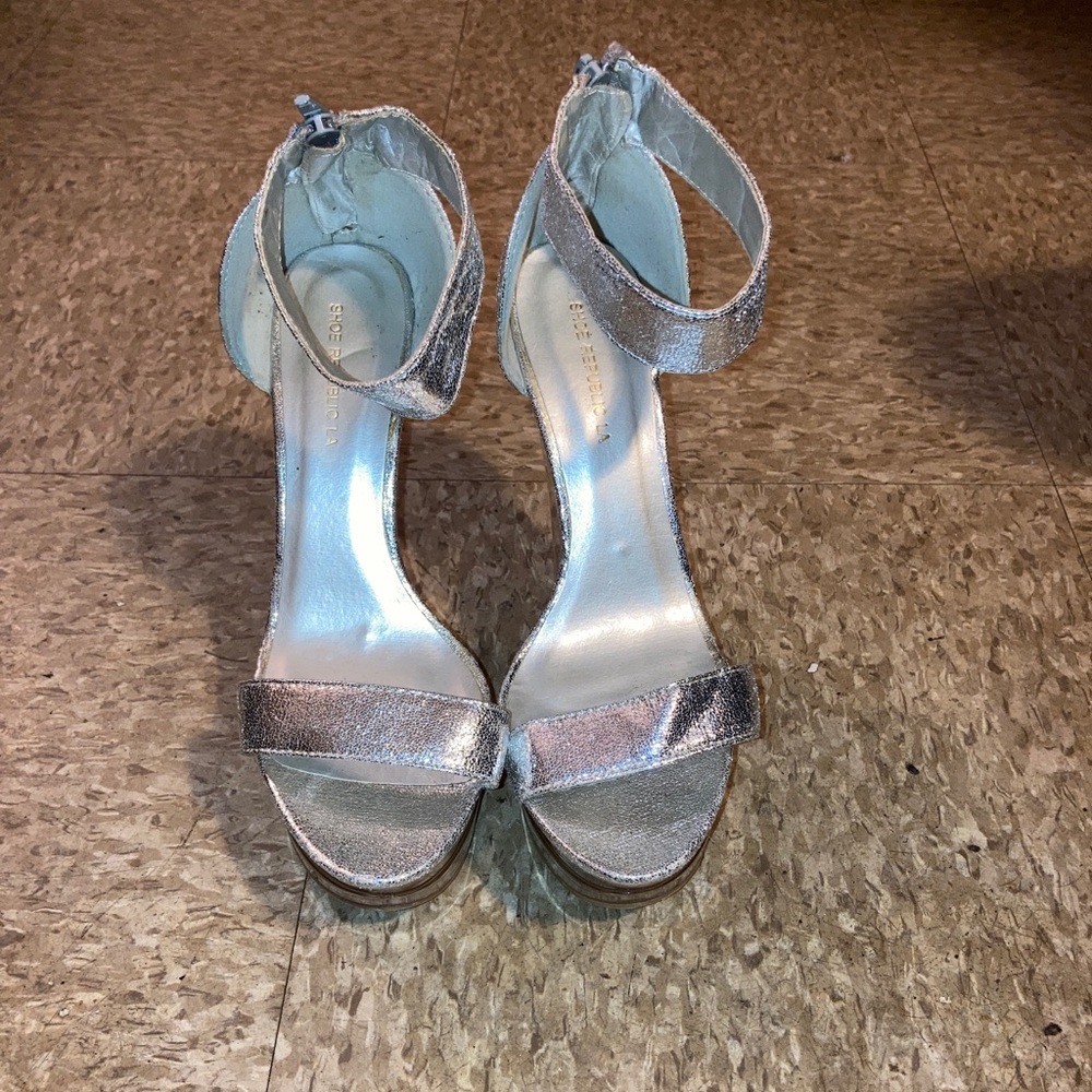 Silver Metallic Platform Wedges